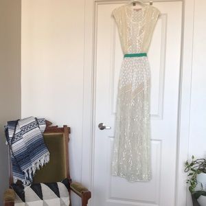 Champagne and Strawberries Lace Panel Dress